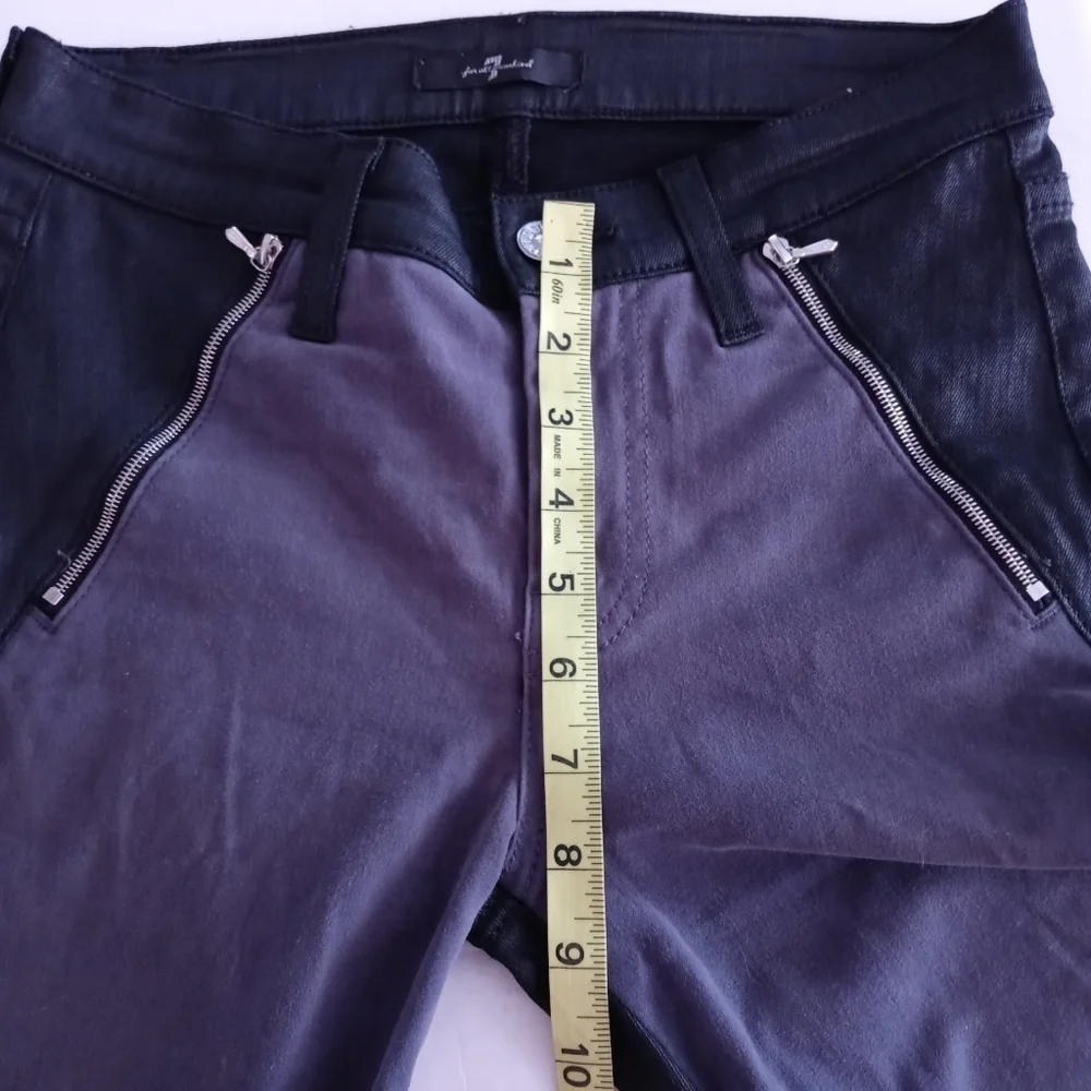7 For All Mankind Grey And Black The Fashion Zip Sateen Skinny Jeans Size 25